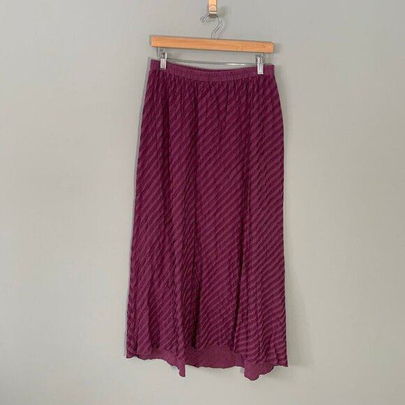Soft Surroundings purple textured pull on elastic waist lined midi skirt - Picture 1 of 7
